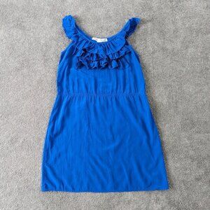 Anthropologie Amanda Uprichard Women's Silk Summer Dress Sz S Royal Blue Ruffle